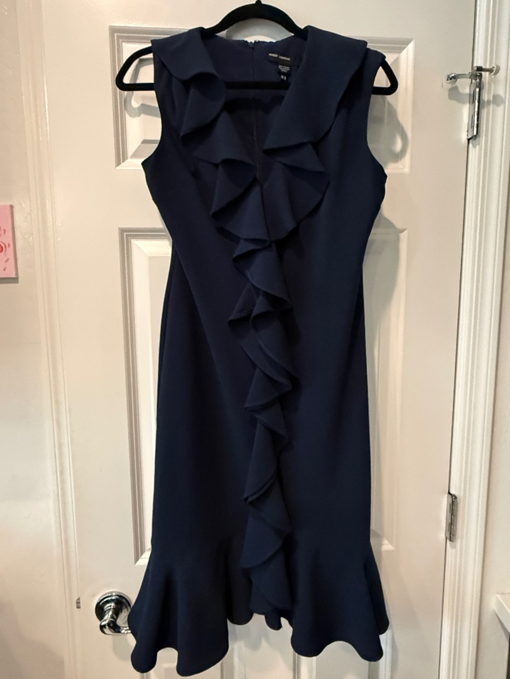 Maggy London Navy Cascade Ruffle Fit & Flare Dress